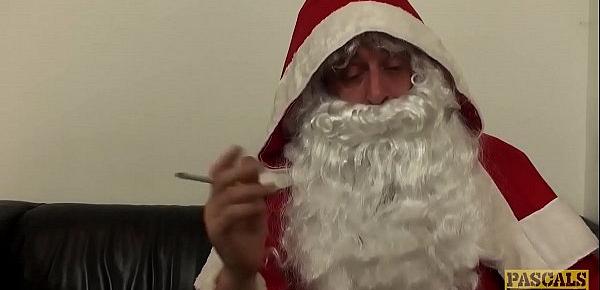  UK subslut hammered and fed with jizz by maledom Santa